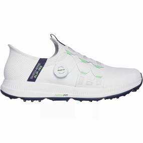 Skechers Elite 5 Slip-Ins Spikeless Waterproof Shoes - White/Navy Skechers golf footwear