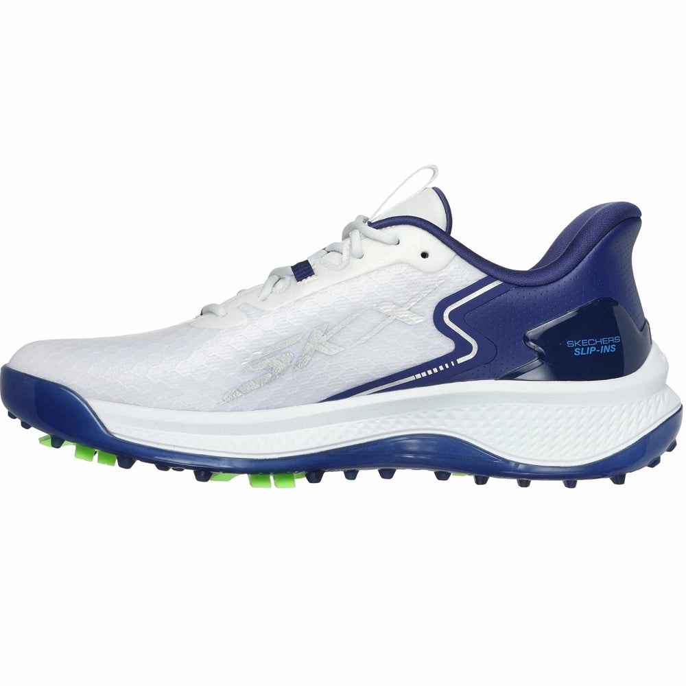 Skechers Go Golf Blade GF Spiked Waterproof Shoes - White/Navy/Blue Classic Golf Footwear