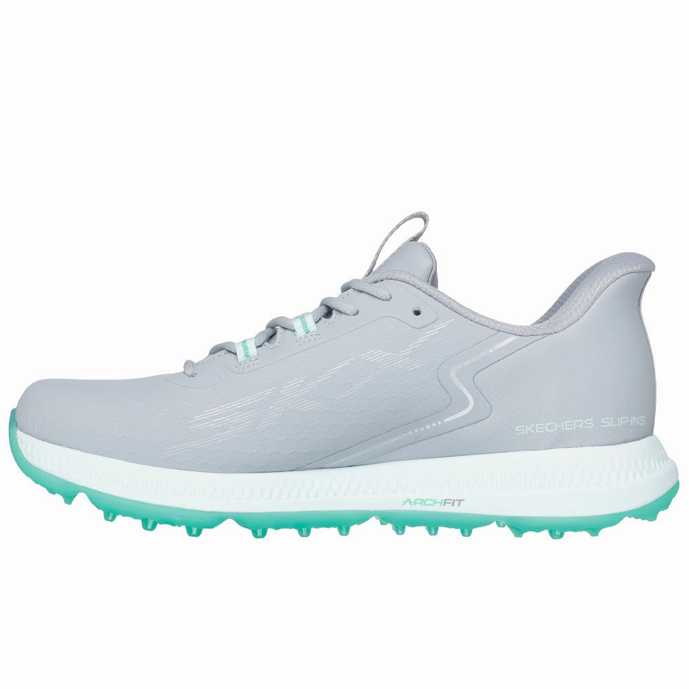 Skechers Go Golf Elite 6 Ladies Spikeless Waterproof Shoes - Grey/Mint Classic Golf Footwear