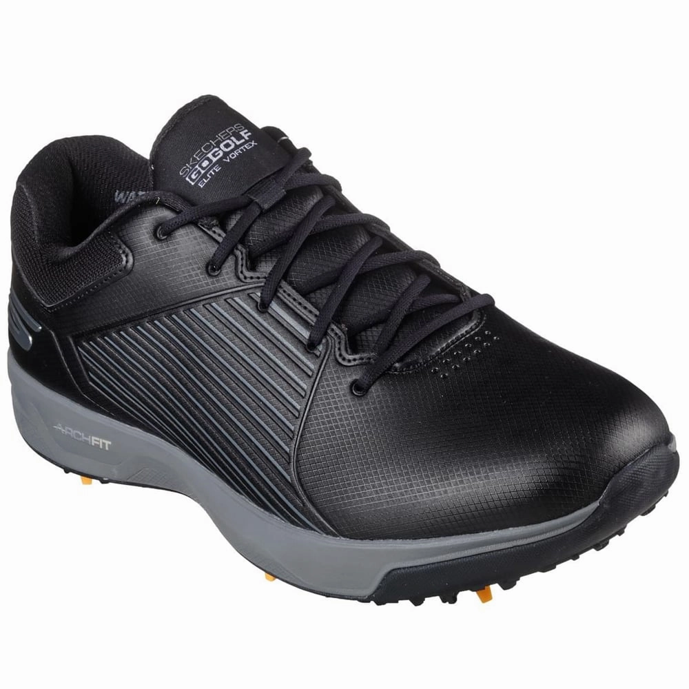 Skechers Go Golf Elite Vortex Spiked Waterproof Shoes - Black/Grey Classic Golf Footwear