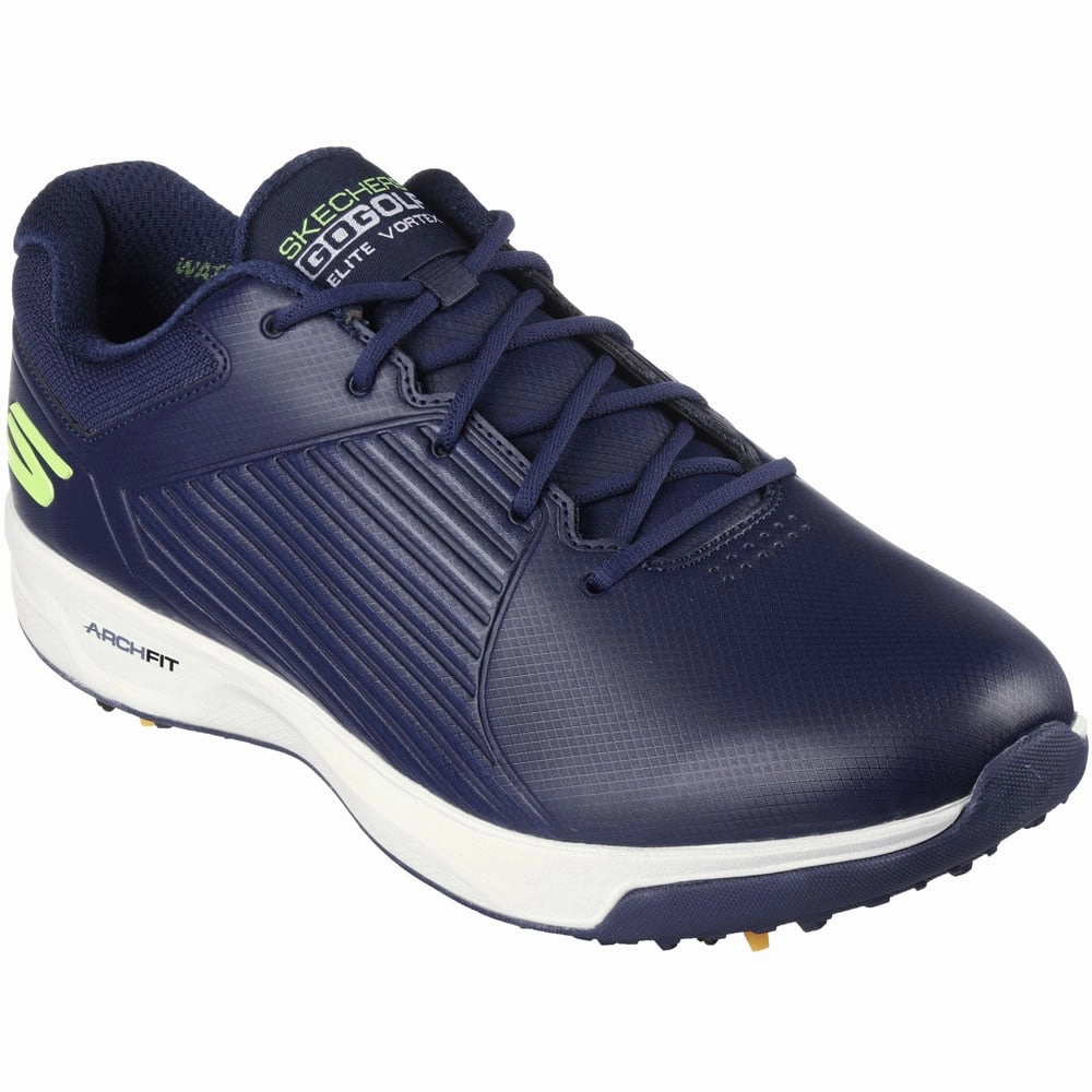 Skechers Go Golf Elite Vortex Spiked Waterproof Shoes - Navy/Lime Classic Golf Footwear