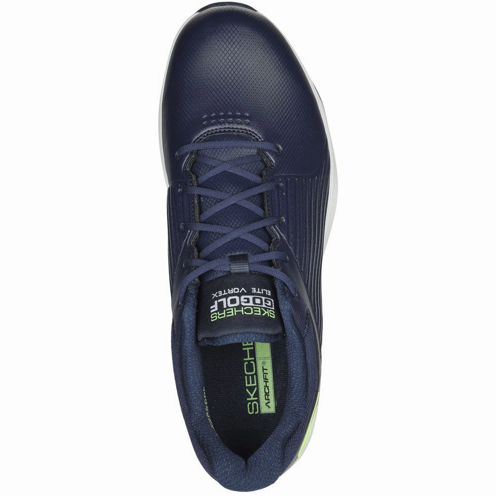 Skechers Go Golf Elite Vortex Spiked Waterproof Shoes - Navy/Lime Classic Golf Footwear