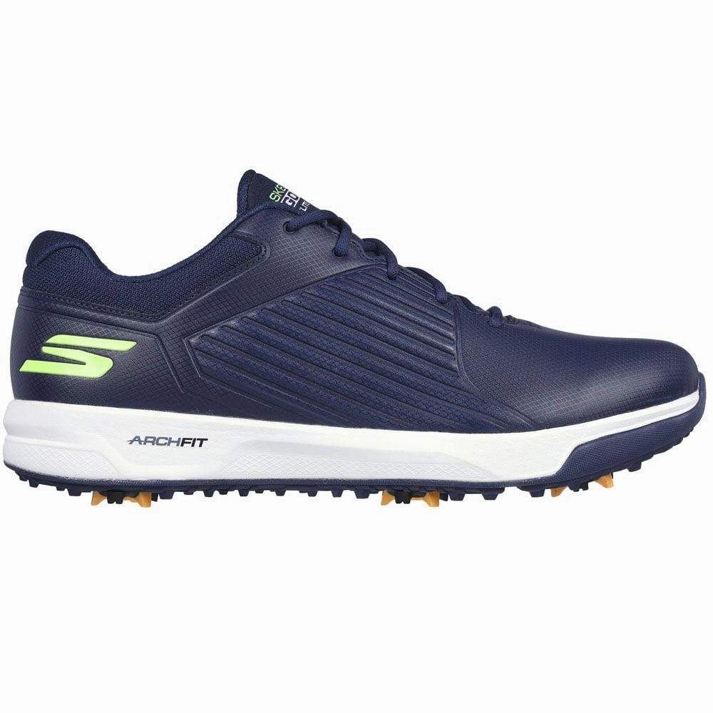 Skechers Go Golf Elite Vortex Spiked Waterproof Shoes - Navy/Lime Skechers golf footwear