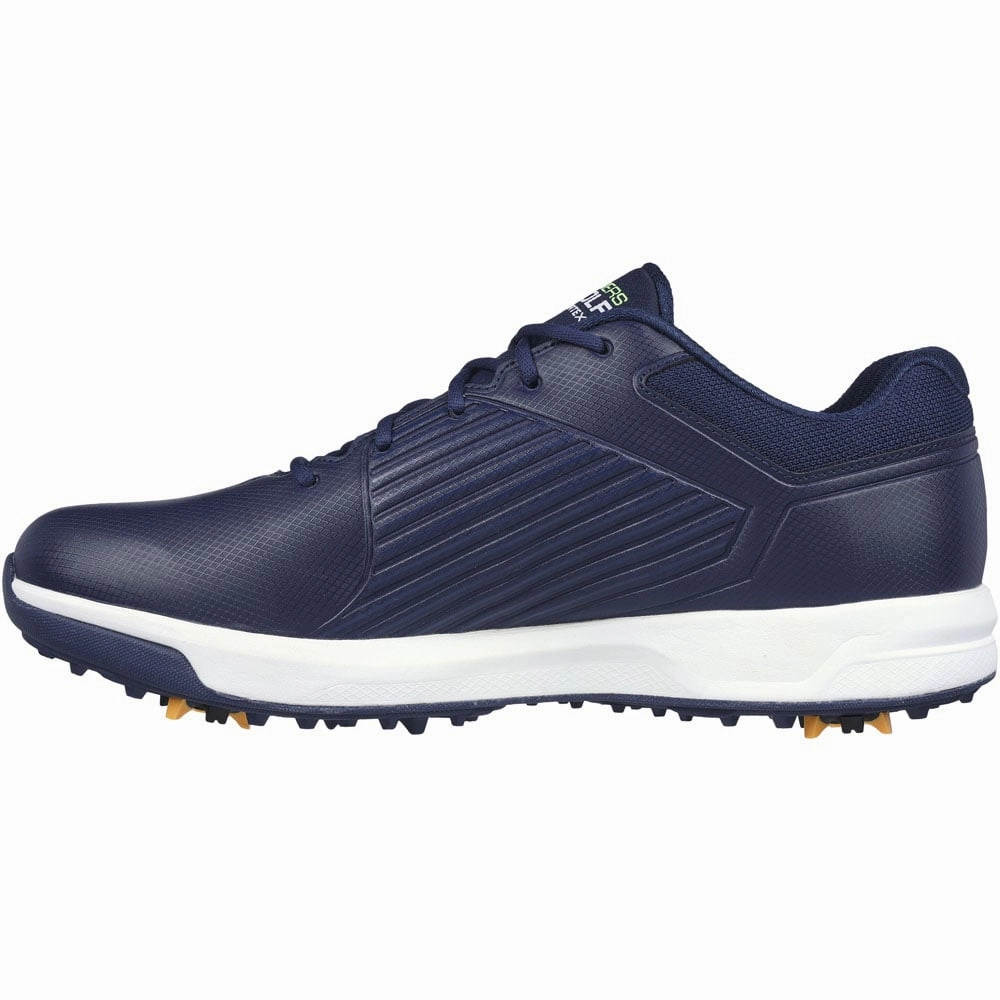 Skechers Go Golf Elite Vortex Spiked Waterproof Shoes - Navy/Lime Classic Golf Footwear