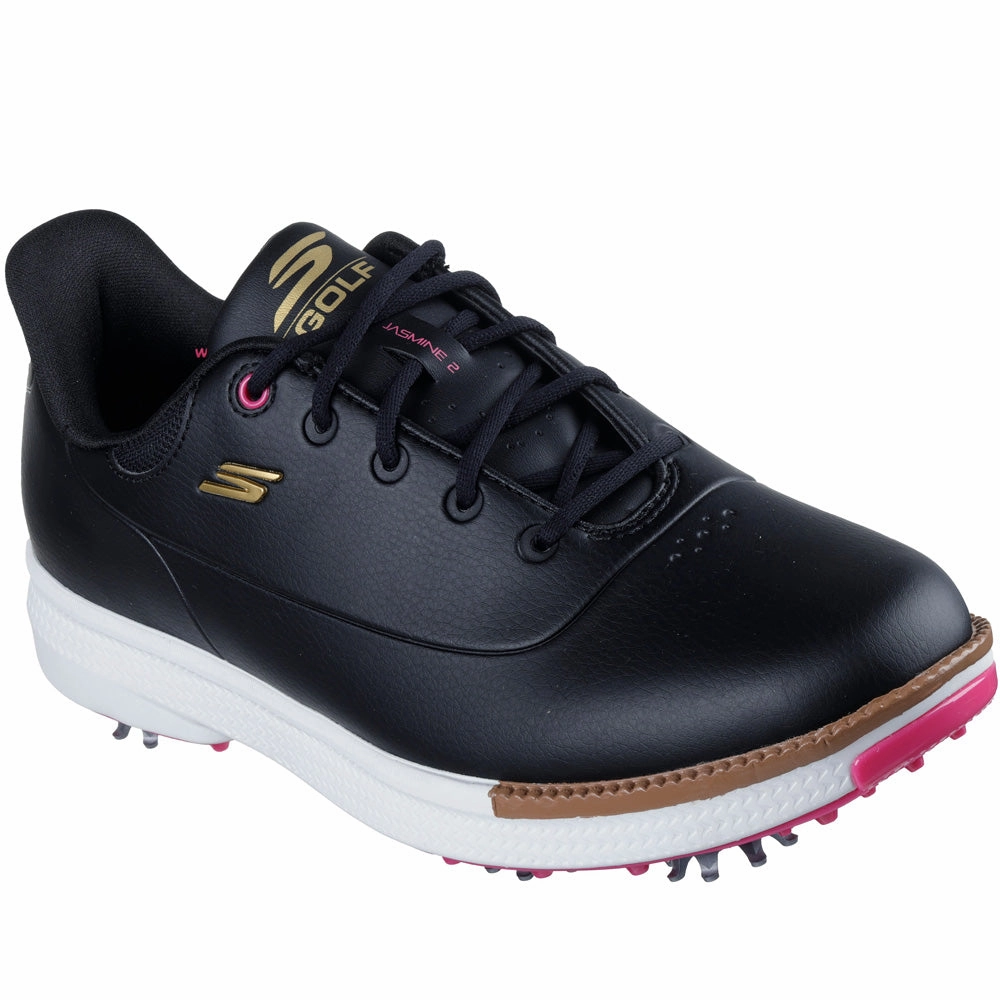 Skechers Go Golf Jasmine 2 Ladies Spiked Waterproof Shoes - Black/Pink Classic Golf Footwear