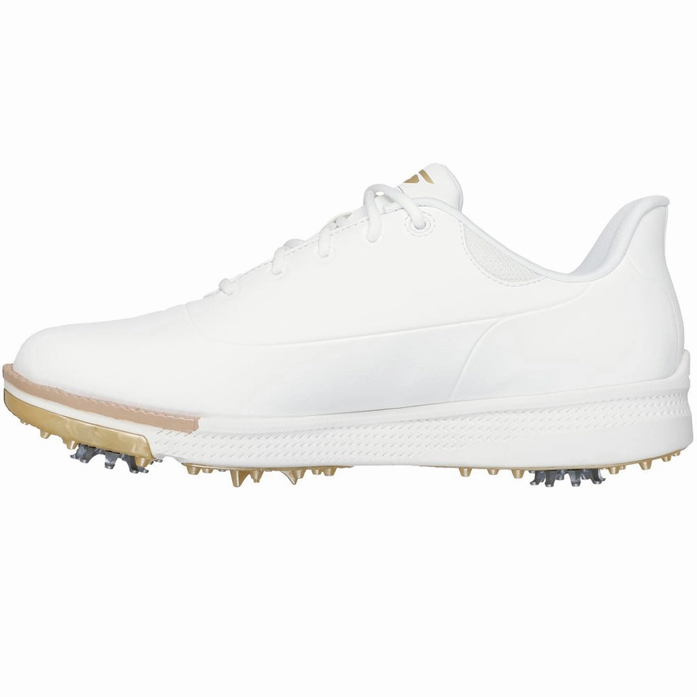 Skechers Go Golf Jasmine 2 Ladies Spiked Waterproof Shoes - White/Gold Classic Golf Footwear