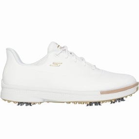 Skechers Go Golf Jasmine 2 Ladies Spiked Waterproof Shoes - White/Gold Skechers golf footwear