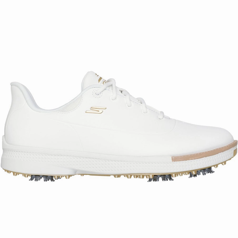 Skechers Go Golf Jasmine 2 Ladies Spiked Waterproof Shoes - White/Gold Skechers golf footwear