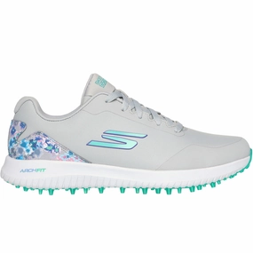 Skechers Go Golf Max 3 Ladies Spikeless Waterproof Shoes - Grey/Mint Skechers golf footwear