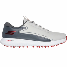 Skechers Go Golf Max 3 Spikeless Waterproof Shoes - Grey/Red Skechers golf footwear