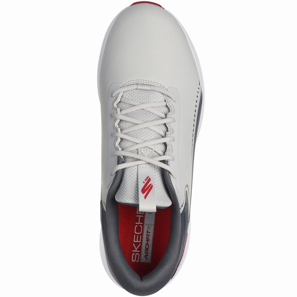 Skechers Go Golf Max 3 Spikeless Waterproof Shoes - Grey/Red Classic Golf Footwear