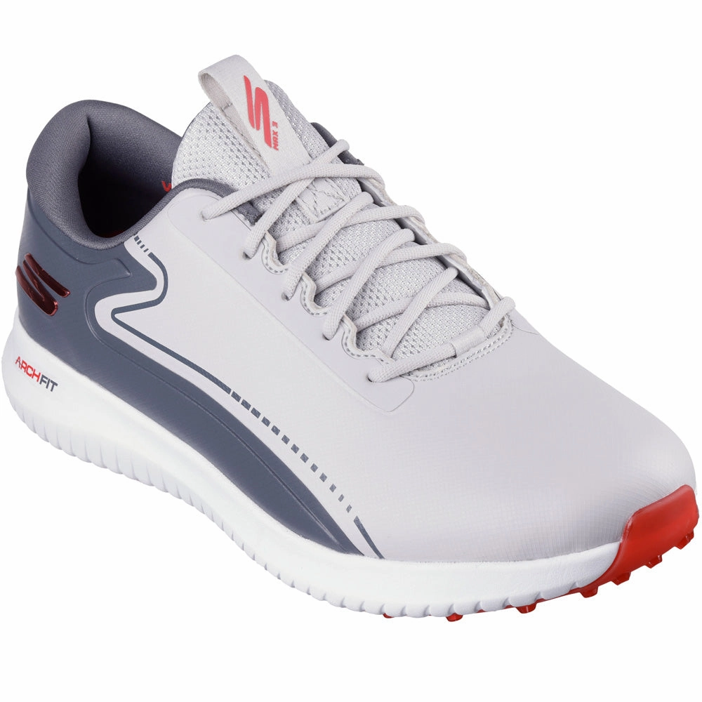 Skechers Go Golf Max 3 Spikeless Waterproof Shoes - Grey/Red Classic Golf Footwear