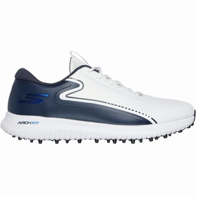 Skechers Go Golf Max 3 Spikeless Waterproof Shoes - White/Navy/Blue Skechers golf footwear