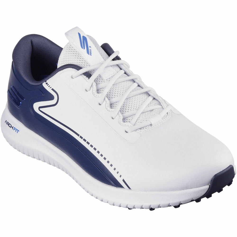 Skechers Go Golf Max 3 Spikeless Waterproof Shoes - White/Navy/Blue Classic Golf Footwear