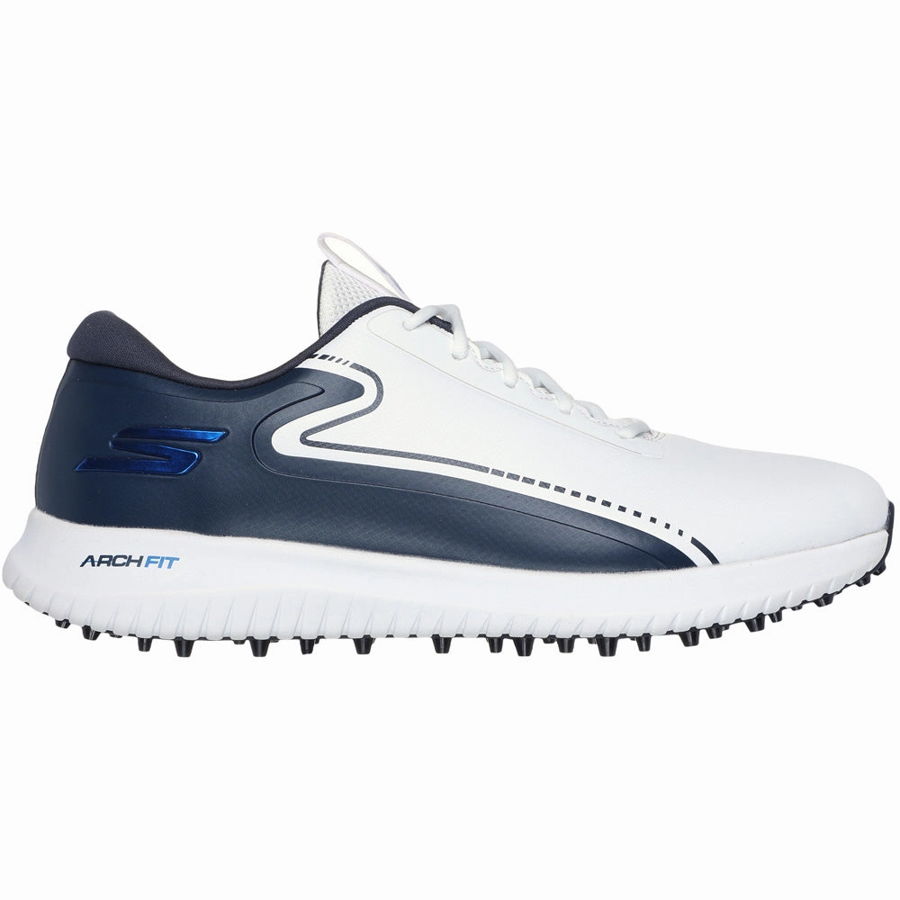 Skechers Go Golf Max 3 Spikeless Waterproof Shoes - White/Navy/Blue Skechers golf footwear
