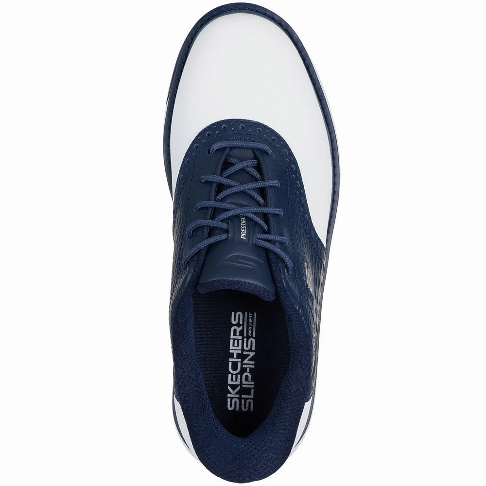 Skechers Go Golf Prestige Ladies Spikeless Waterproof Shoes - White/Navy Classic Golf Footwear