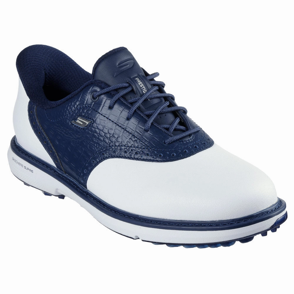 Skechers Go Golf Prestige Ladies Spikeless Waterproof Shoes - White/Navy Classic Golf Footwear