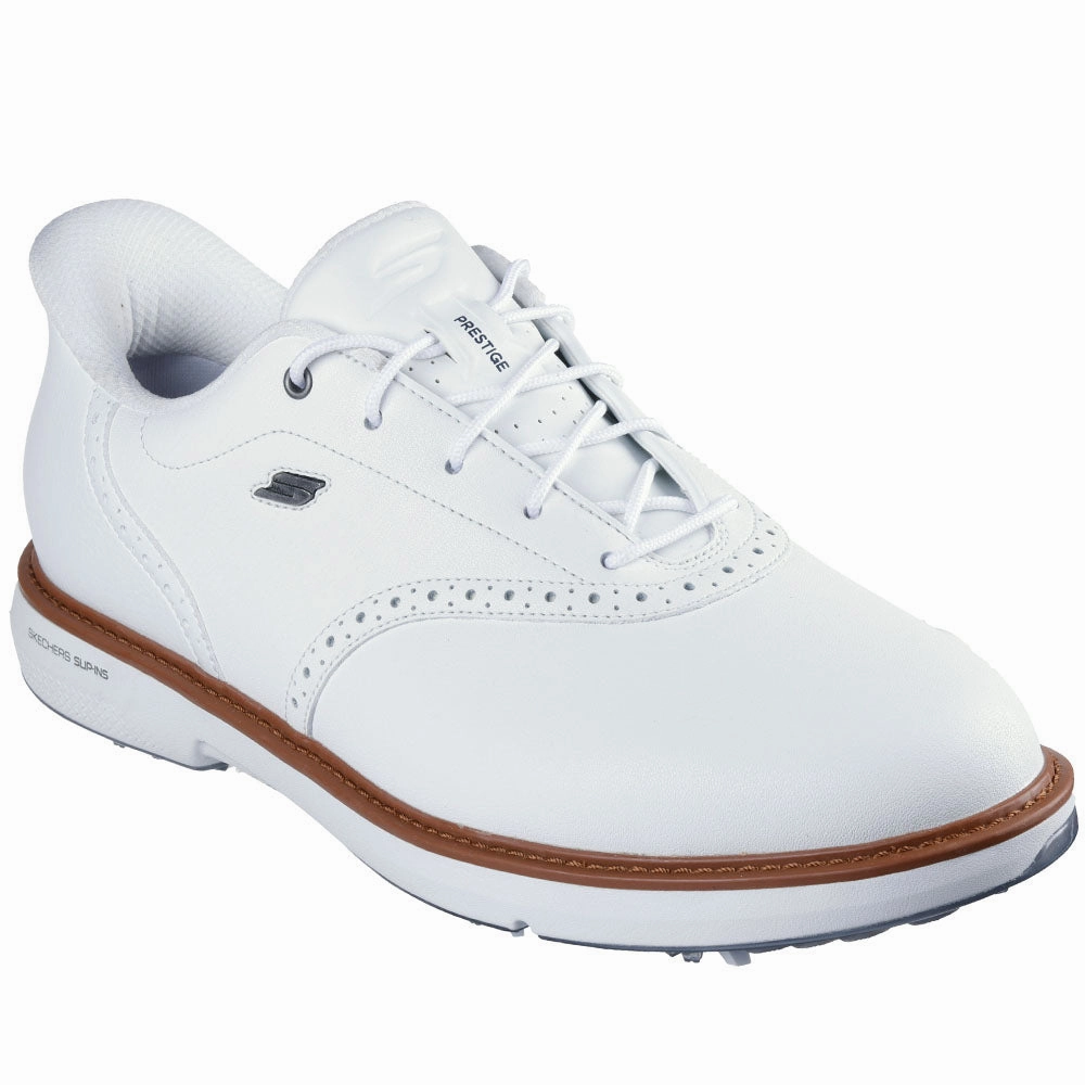 Skechers Go Golf Prestige Spiked Waterproof Shoes - White Classic Golf Footwear