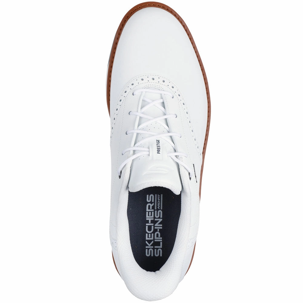 Skechers Go Golf Prestige Spiked Waterproof Shoes - White Classic Golf Footwear