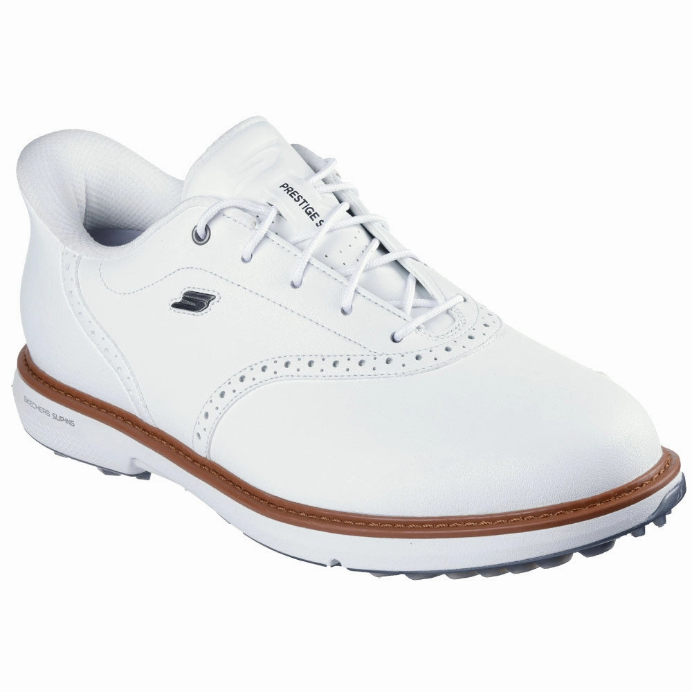 Skechers Go Golf Prestige Spikeless Waterproof Shoes - White Classic Golf Footwear