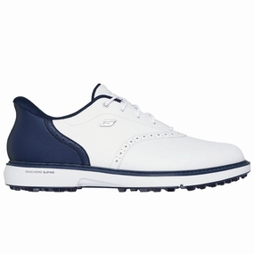 Skechers Go Golf Prestige Spikeless Waterproof Shoes - White/Navy Skechers golf footwear
