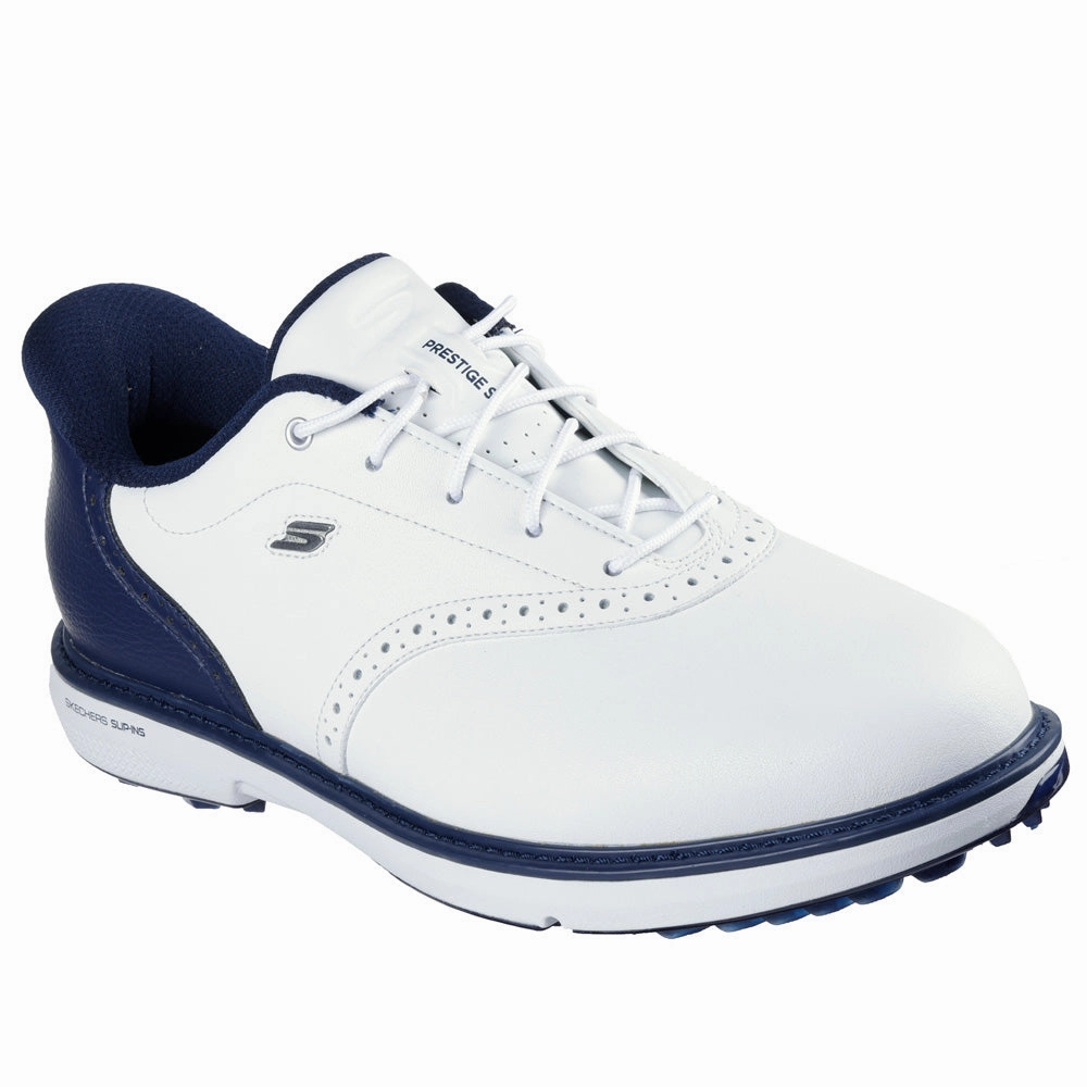 Skechers Go Golf Prestige Spikeless Waterproof Shoes - White/Navy Classic Golf Footwear