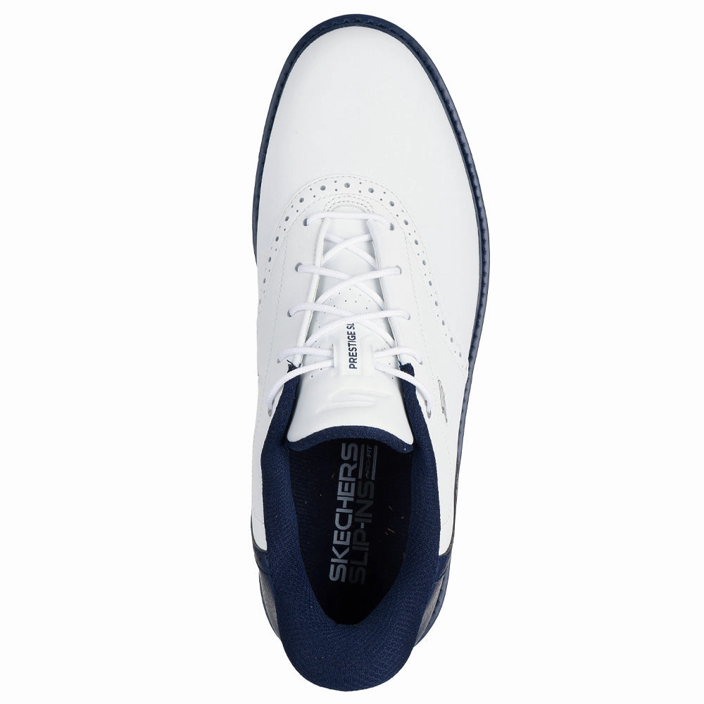 Skechers Go Golf Prestige Spikeless Waterproof Shoes - White/Navy Classic Golf Footwear