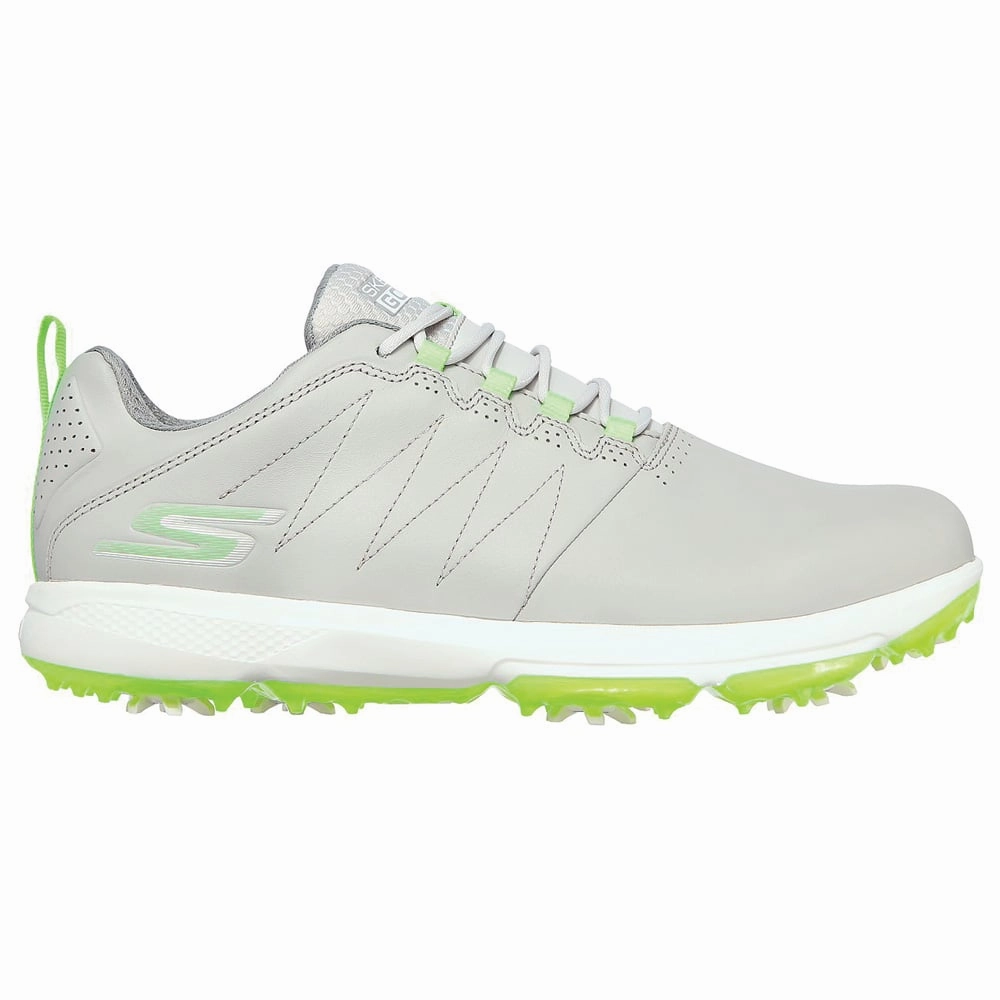 Skechers GO GOLF PRO 4 Spiked Waterproof Shoes - Grey/Lime Skechers golf footwear