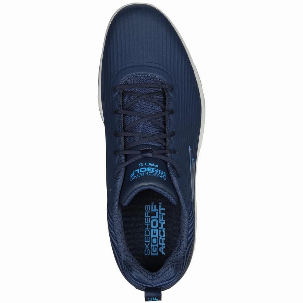 Skechers Go Golf Pro 5 Hyper Spiked Waterproof Shoes - Navy/Blue Classic Golf Footwear
