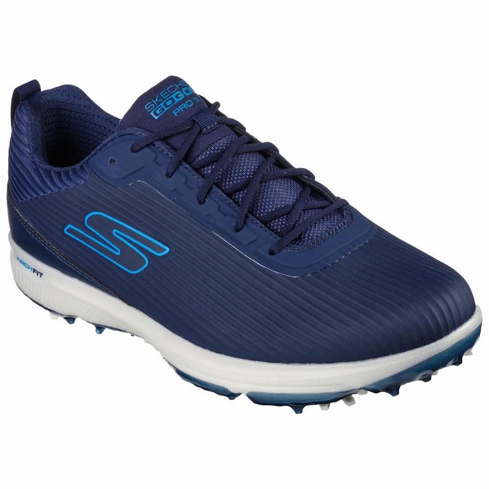 Skechers Go Golf Pro 5 Hyper Spiked Waterproof Shoes - Navy/Blue Classic Golf Footwear