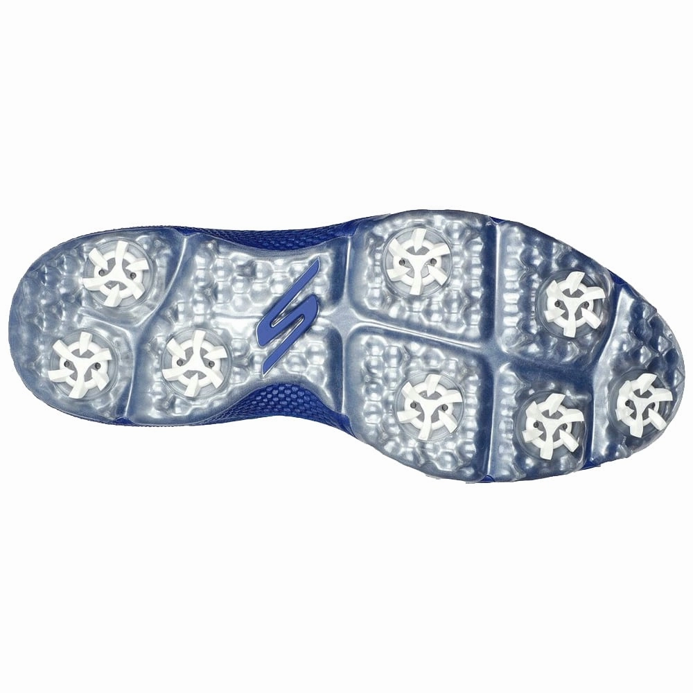 Skechers Go Golf Pro 5 Hyper Spiked Waterproof Shoes - White/Blue Classic Golf Footwear