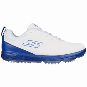 Skechers Go Golf Pro 5 Hyper Spiked Waterproof Shoes - White/Blue Skechers golf footwear