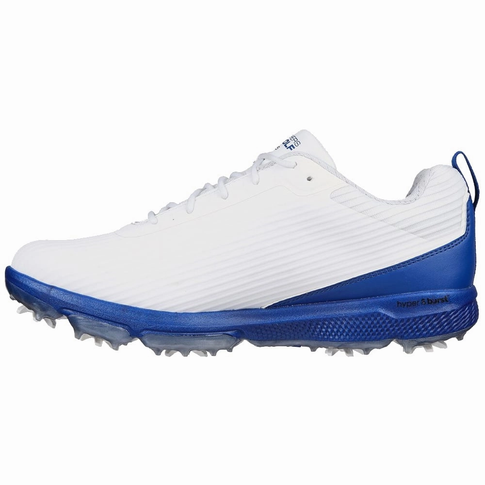 Skechers Go Golf Pro 5 Hyper Spiked Waterproof Shoes - White/Blue Classic Golf Footwear