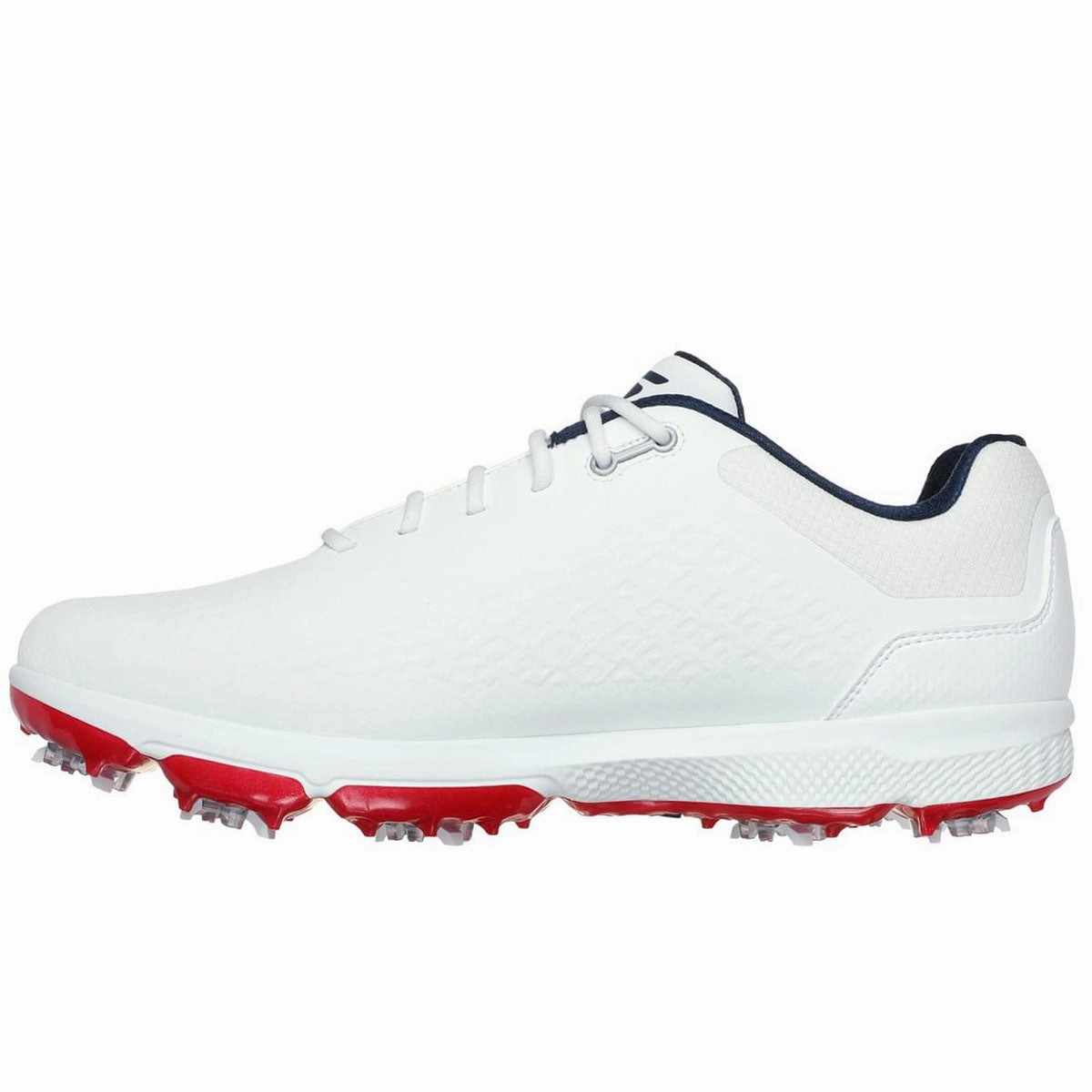 Skechers Go Golf Pro 6 Spiked Waterproof Shoes - White/Navy/Red Classic Golf Footwear