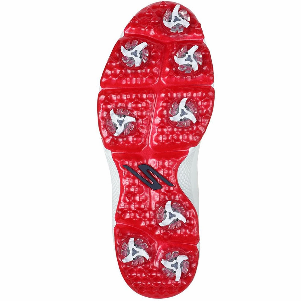 Skechers Go Golf Pro 6 Spiked Waterproof Shoes - White/Navy/Red Classic Golf Footwear