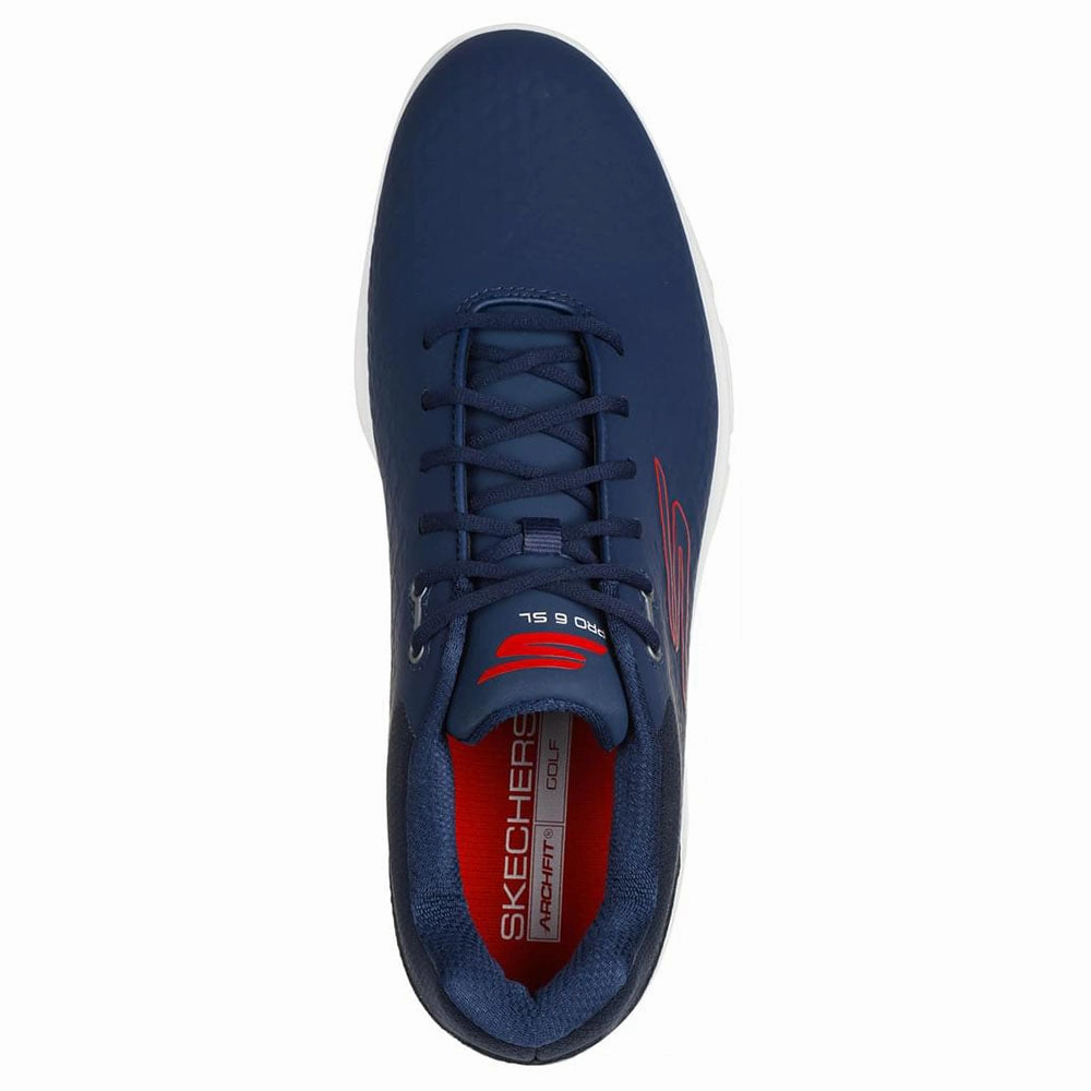 Skechers Go Golf Pro 6 Spikeless Waterproof Shoes - Navy/Red Classic Golf Footwear