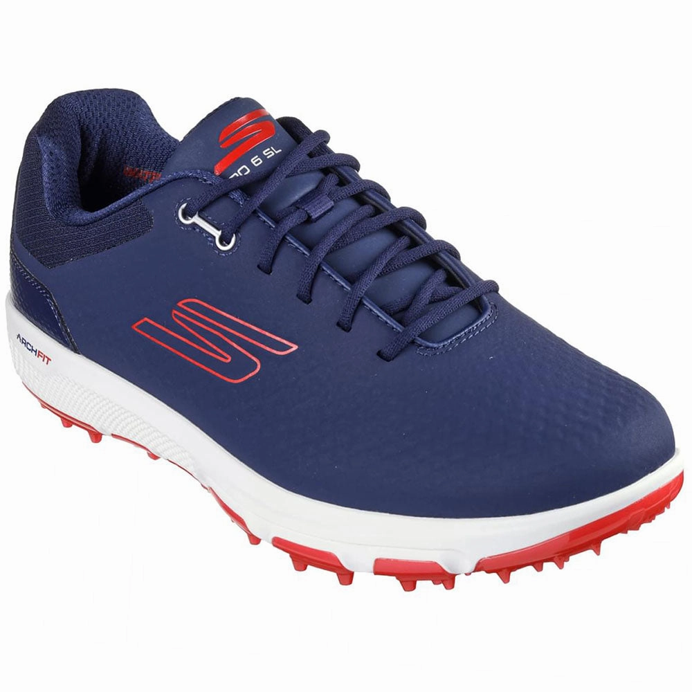 Skechers Go Golf Pro 6 Spikeless Waterproof Shoes - Navy/Red Classic Golf Footwear