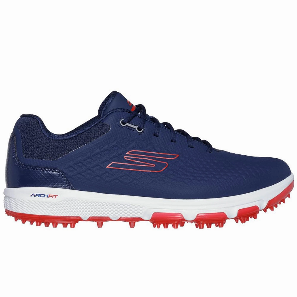 Skechers Go Golf Pro 6 Spikeless Waterproof Shoes - Navy/Red Skechers golf footwear