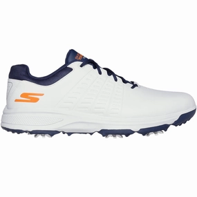 Skechers Go Golf Torque 2 Spiked Waterproof Shoes - White/Navy/Orange Skechers golf footwear