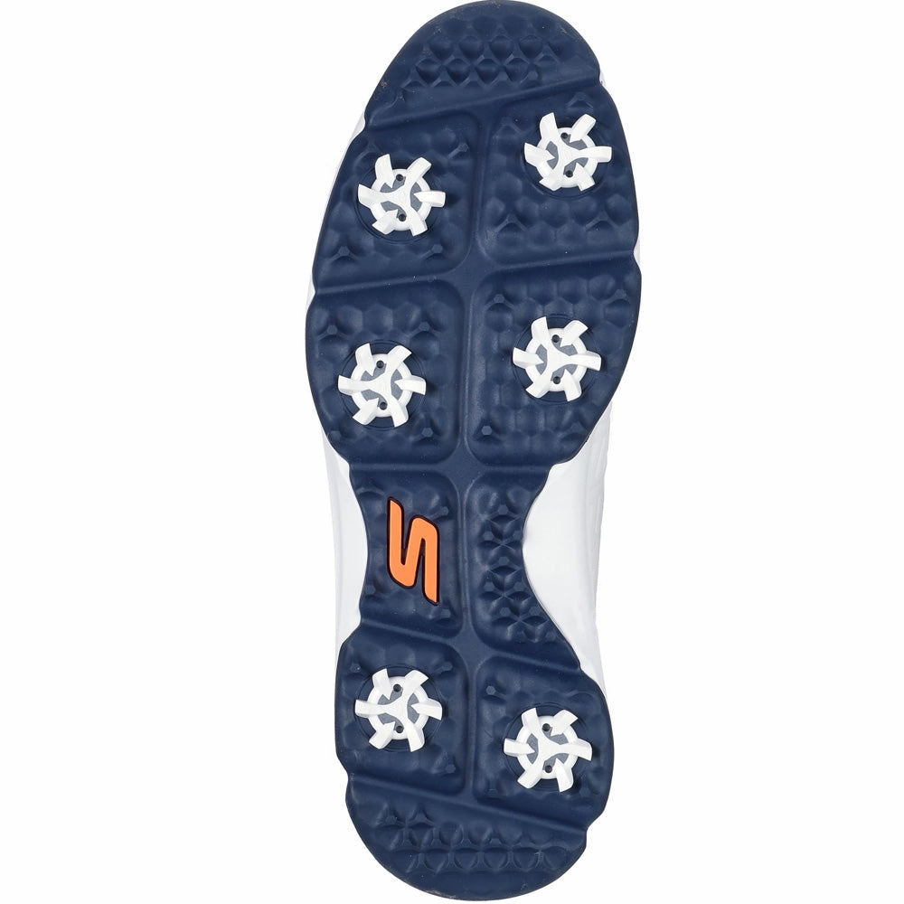 Skechers Go Golf Torque 2 Spiked Waterproof Shoes - White/Navy/Orange Classic Golf Footwear