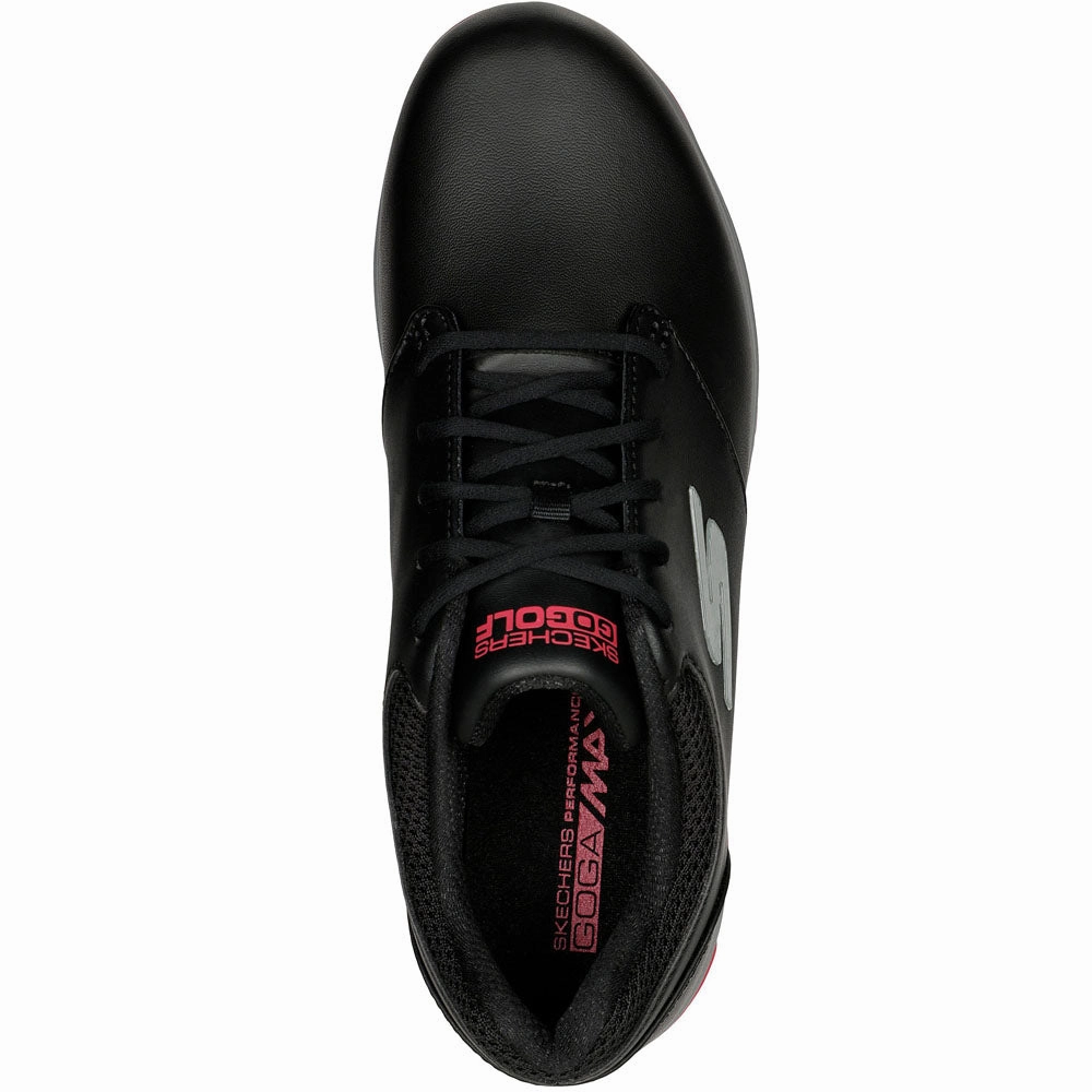 Skechers Jasmine Ladies Waterproof Spiked Shoes - Black/Pink Classic Golf Footwear