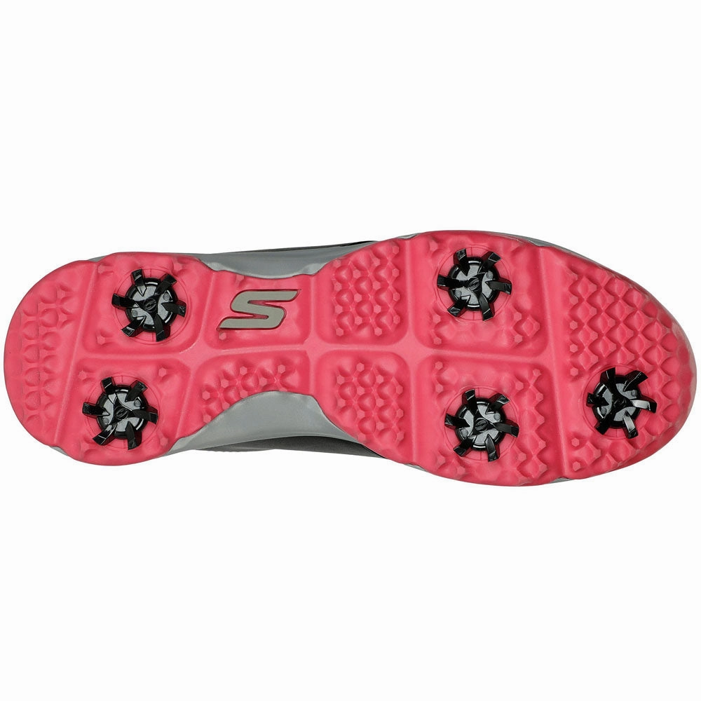 Skechers Jasmine Ladies Waterproof Spiked Shoes - Black/Pink Classic Golf Footwear