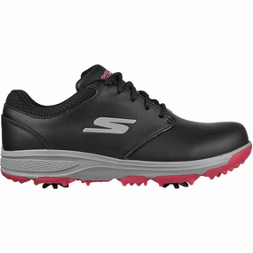 Skechers Jasmine Ladies Waterproof Spiked Shoes - Black/Pink Skechers golf footwear