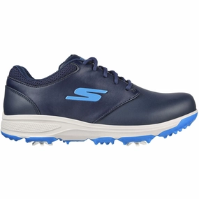 Skechers Jasmine Ladies Waterproof Spiked Shoes - Navy/Turquoise Skechers golf footwear