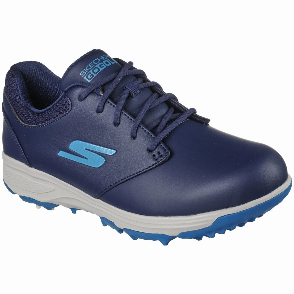 Skechers Jasmine Ladies Waterproof Spiked Shoes - Navy/Turquoise Classic Golf Footwear