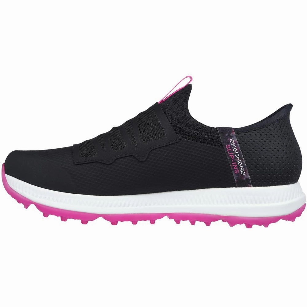 Skechers Ladies Go Golf Elite 5 Slip-In Twist Fit Waterproof Spikeless Shoes - Black/Pink Classic Golf Footwear