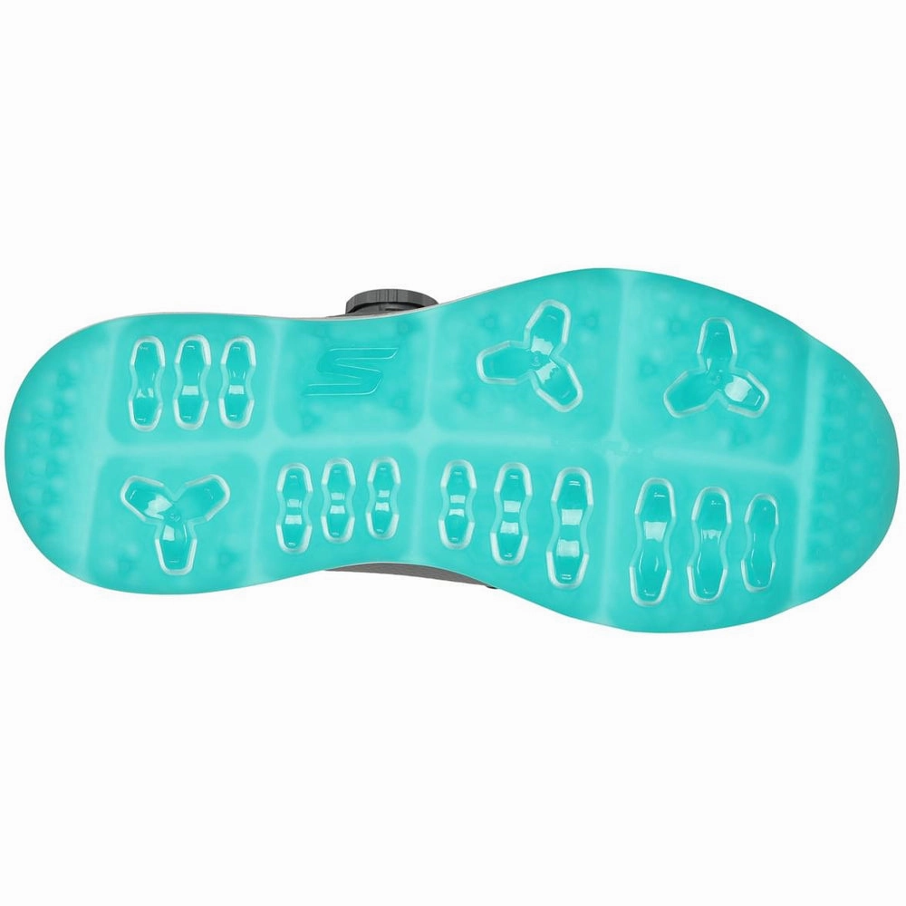 Skechers Ladies Go Golf Elite 5 Slip-In Twist Fit Waterproof Spikeless Shoes - Grey/Aqua Classic Golf Footwear