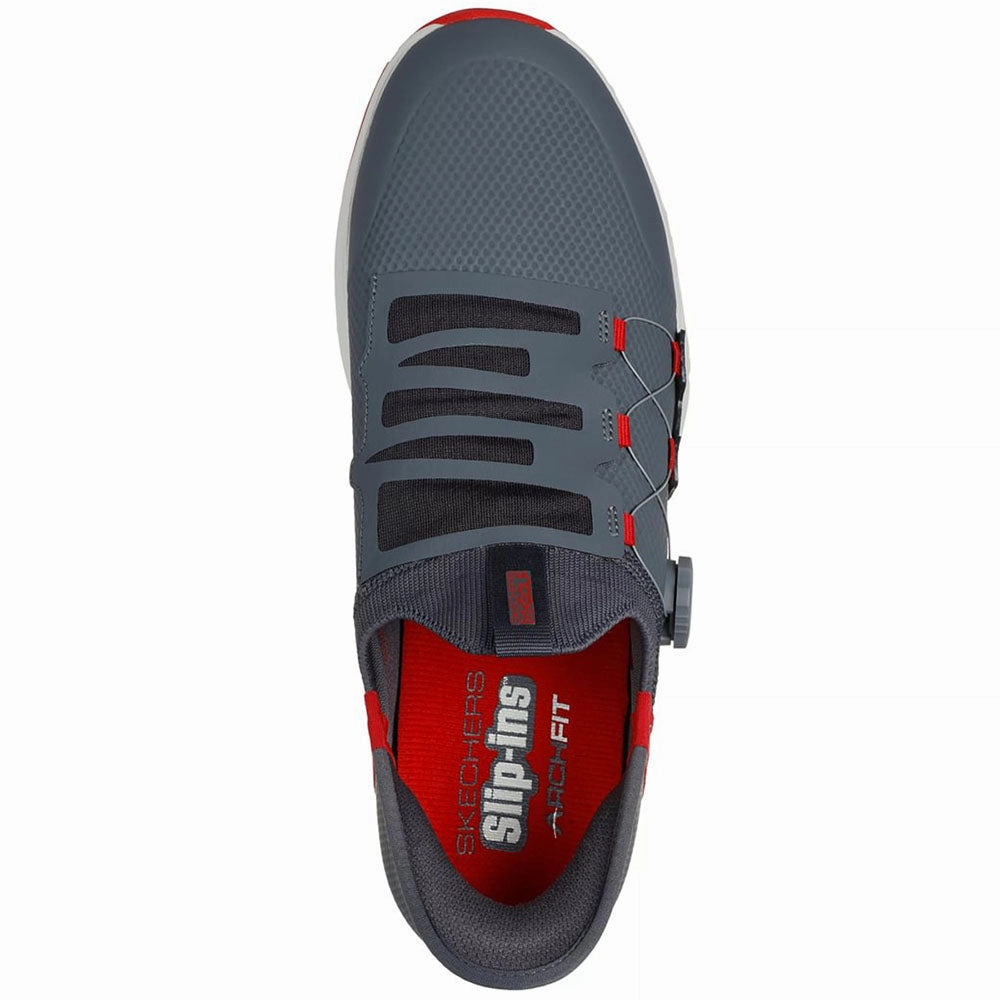 Skechers Slip Ins Elite Vortex Waterproof Spiked Shoes - Charcoal/Red Classic Golf Footwear