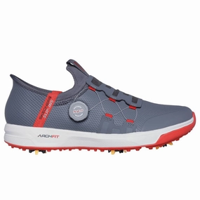Skechers Slip Ins Elite Vortex Waterproof Spiked Shoes - Charcoal/Red Skechers golf footwear