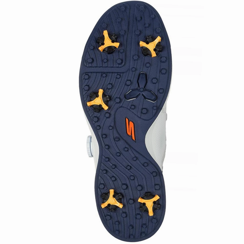 Skechers Slip Ins Elite Vortex Waterproof Spiked Shoes - White/Navy Classic Golf Footwear